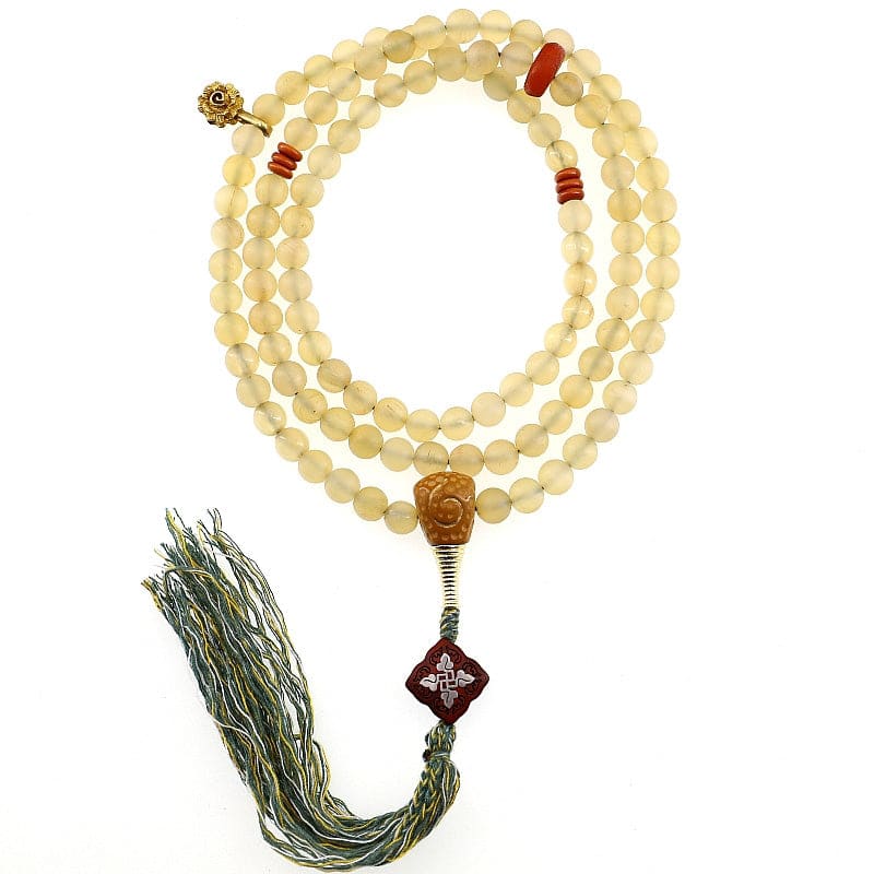 Buddha Light 108 Mala Beads Tibet Sheep Horn Amber Luck Bracelet - Zen Person Shop