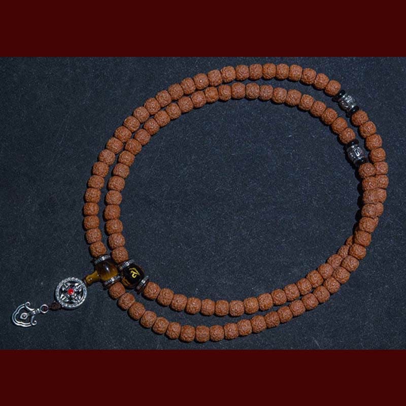 Buddha Light Tibet 108 Mala Beads Rudraksha Bodhi Seed Chinese Zodiac Natal Buddha Wealth Charm Bracelet - Zen Person