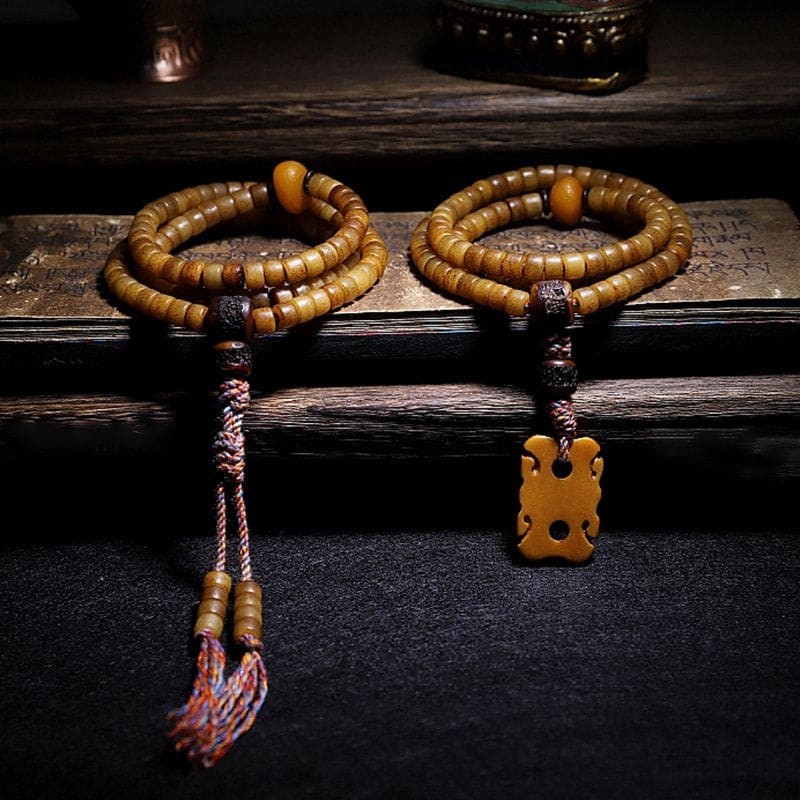 Buddha Light Tibet 108 Mala Beads Yak Bone Amber Balance Bracelet - Zen Person Shop