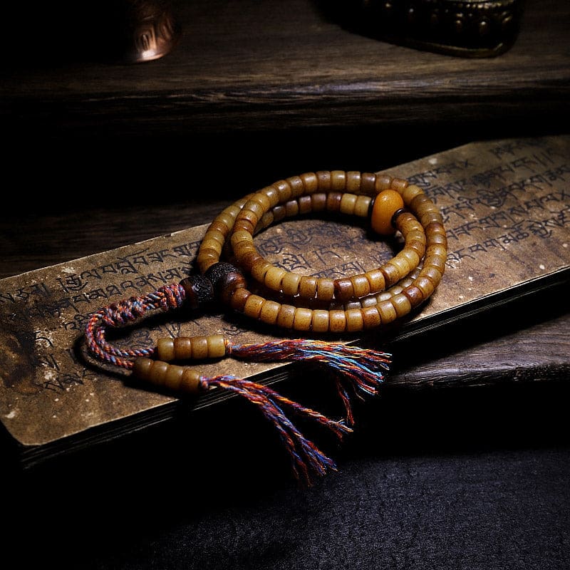 Buddha Light Tibet 108 Mala Beads Yak Bone Amber Balance Bracelet - Zen Person Shop