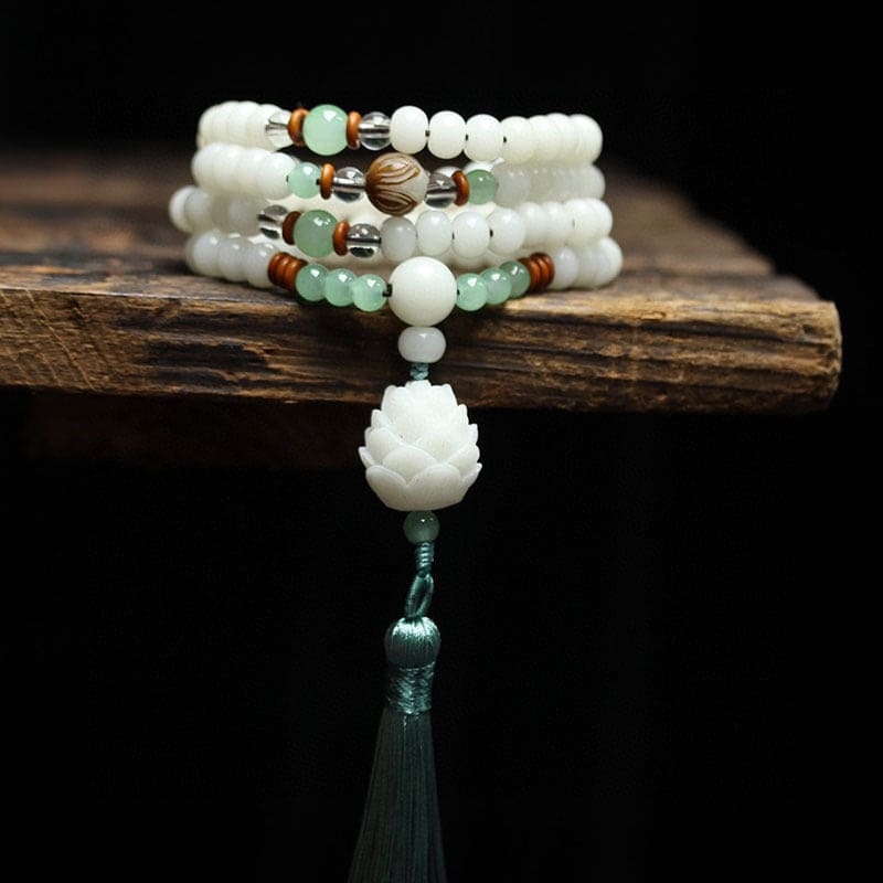 Buddha Light White Bodhi Seed Mala 108 Beads Protection Bracelet - Zen Person Shop