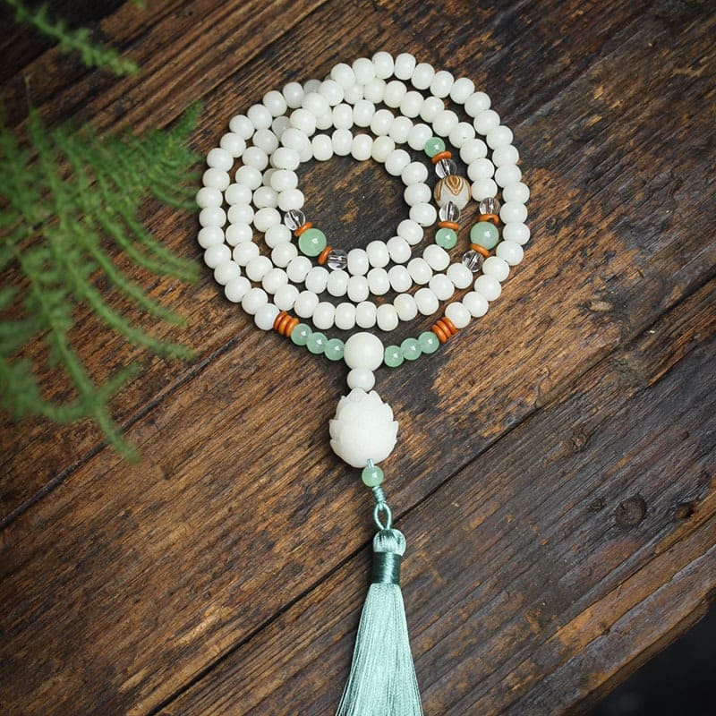 Buddha Light White Bodhi Seed Mala 108 Beads Protection Bracelet - Zen Person Shop